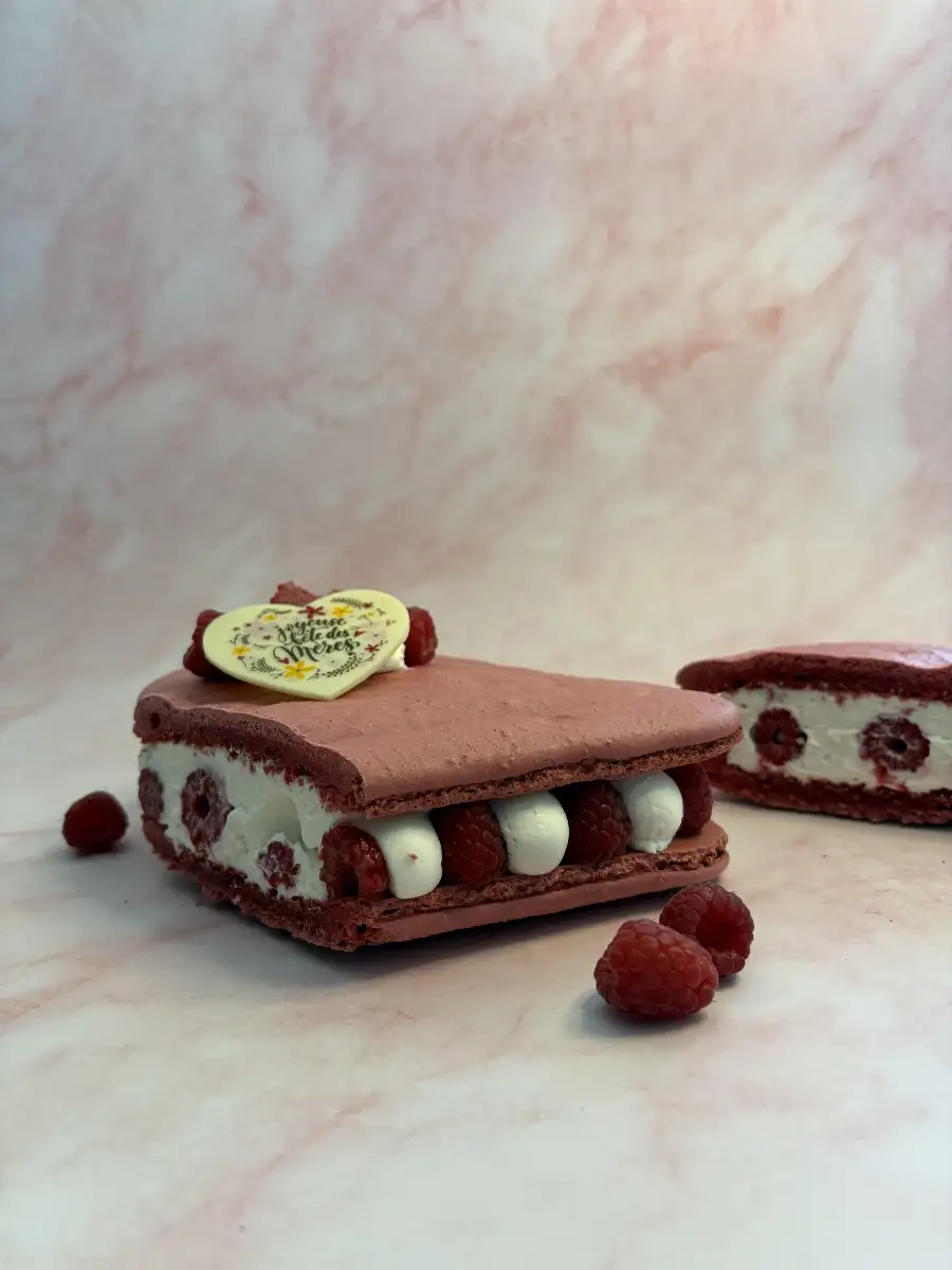 Macaron framboise et arlequin