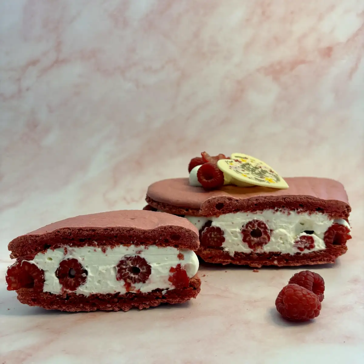 Macaron framboise et arlequin